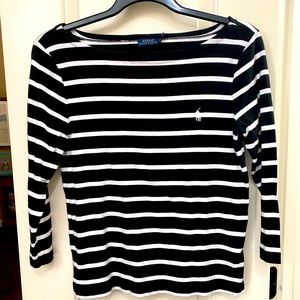 3/4 Slv. Blk/Wht stripe Ralph Lauren tee
